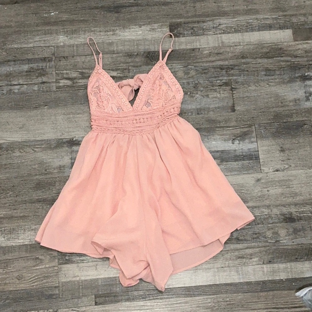 Lace Detail Pink Romper